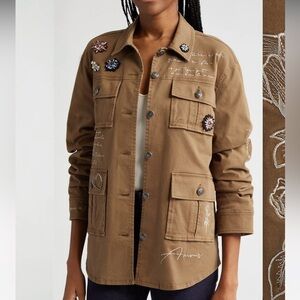 CINQ A SEPT SZ Medium NWT
Love Letter Vera Embellished Cotton Jacket in Olive